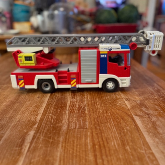 Playmobil Fire Truck Ladder Unit 4820 Red Toy Vehicle w Gurney Only - Picture 9 of 10